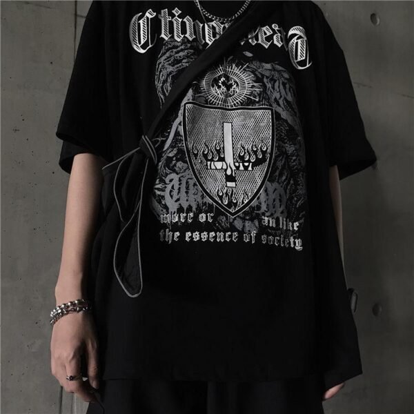 Obscured Crest Gothic Streetwear T-Shirt
